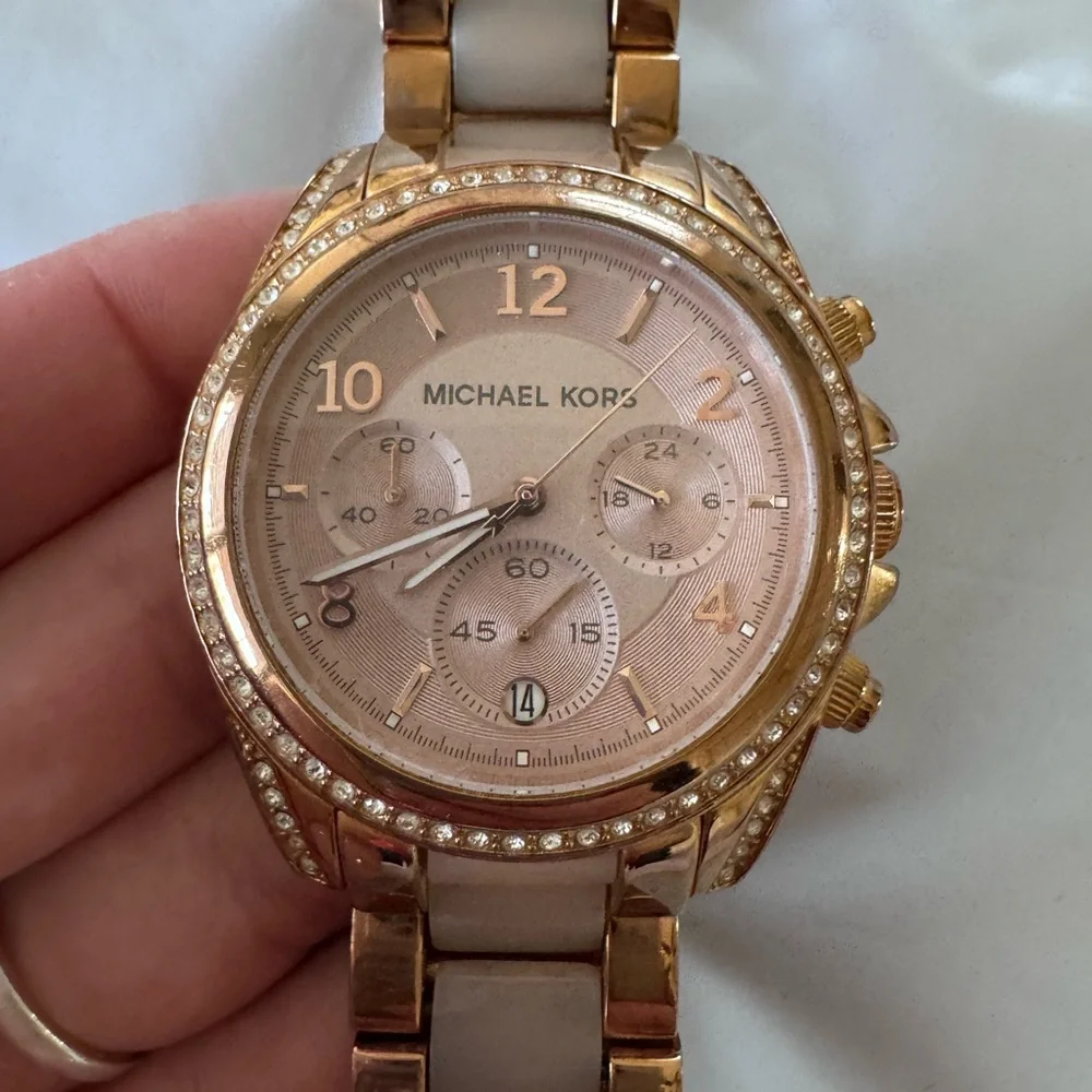 Michael Kors Blair Rose Gold Blush Acetate Stainless Steel Watch
